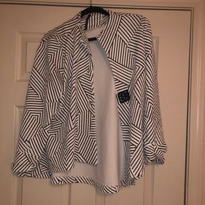 Black and white geometric blazer